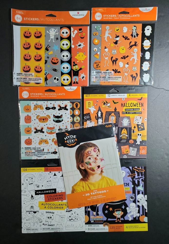 American Greetings Halloween 1,323 Stickers New (26 3D Body Tatoos Included)