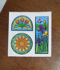 Vintage Sandylion STAINED GLASS WINDOW sticker mod, unused