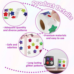 600Pcs Smile Face Star Stickers, 1 in 8 Colors of Teacher Supplies for Prizes, G