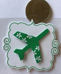 GREEN/WHITE Dimensional Sticker(4pc) Michaels•Cocktail•Plane•Elephant•Gift Bag