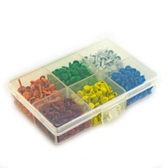 600pc Tiny Mini Round 4.5mm Brads 6 Basic Colors Split Pin 100ea with Case