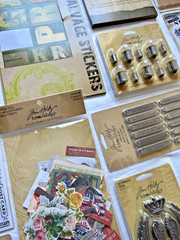 TIM HOLTZ Ideaology Lot of 17 Ephemera Stickers Embellishments Junk Journal Art