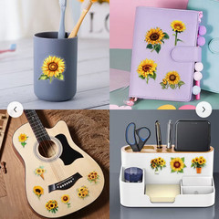 25 PIECES BRIGHT BEAUTIFUL SUNFLOWERS STICKERS SCRAPBOOK JUNK JOURNAL PHONE PC