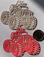 SWIRL MONSTER TRUCK Die-Cuts (3pc)Men•Kids•Dirty•Toy•Mud Bogging•Big Tire•Lights