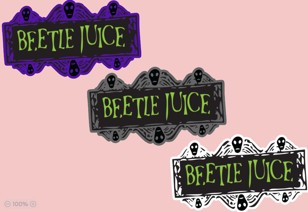 Beetlejuice – logo die cut sticker – WATERPROOF