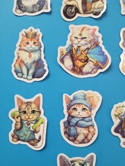 STICKERS x 10 Cat Kitty Bike Vintage Coat Pilot Kitten Cartoon CAT4