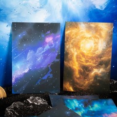 60 PCS Large Galaxy & Aurora Stickers Set – Aesthetic Sky for Scrapbooking, Jour