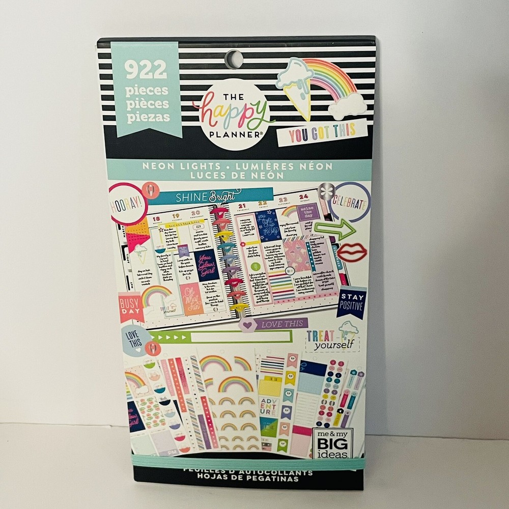 Happy Planner Neon Lights Theme Sticker Book 922 Pieces NEW