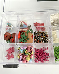 Mixed Lot Of Decorative Scrapbooking Brads Assorted Sizes & Colors W/ Organizer