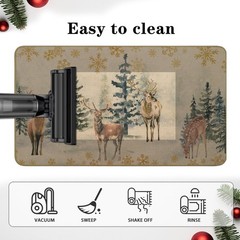 MEHOFOND Christmas Kitchen Rugs Set of 2,Xmas Trees Deer Snowflakes Kitchen R…