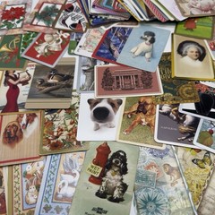 100 Single Swap Playing Cards Ephemera Junk Journal Mix lot
