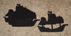 Pirate Ship Diecuts (AccuCut)….Lot of Four ~ Black Bazzill Cardstock