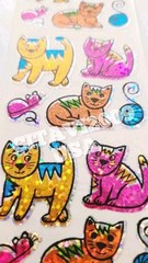 HAMBLY STUDIOS STICKERS PETS CATS MOUSE PRISMATIC GLITTER CARTOON RARE VINTAGE