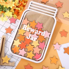 39 Pcs Boho Star Wooden Reward Jar Pink Orange Star Wood Cutouts with Magneti…
