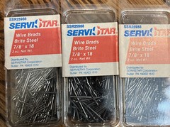 3 Packages Wire Brads, Bright, 7/8-In. x 18, 2-oz. Servistar