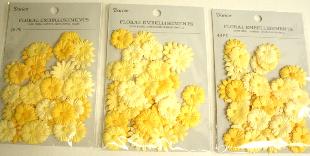Paper Flowers Card Scrapbook Embellishments – Yellow – 3 packs
