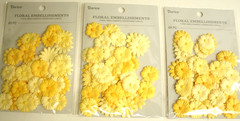 Paper Flowers Card Scrapbook Embellishments – Yellow – 3 packs