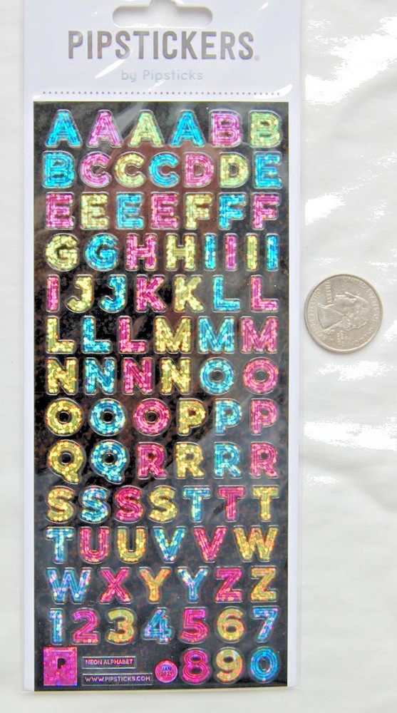 PIPSTICKERS alphabet stickers ABC letter number sparkly metallic colorful fun