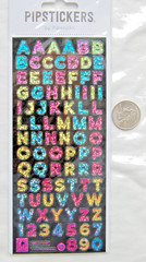 PIPSTICKERS alphabet stickers ABC letter number sparkly metallic colorful fun
