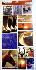 Pebbles Western Cardstock Stickers Cowboy Horse Barb Wire Scrapbooking 13pc 6×12