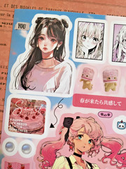 Coquette Anime Girl Sticker Sheet Matte Japanese Korean Deco Journaling Bujo