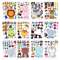 48 PCS Make a Face Stickers Sheets for Kids, Make Your Own Animal Mix and Mat…