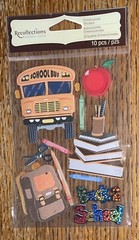 RECOLLECTIONS Back 2 School Yellow Bus Backpack Book Suplies Scrapbook Stickers