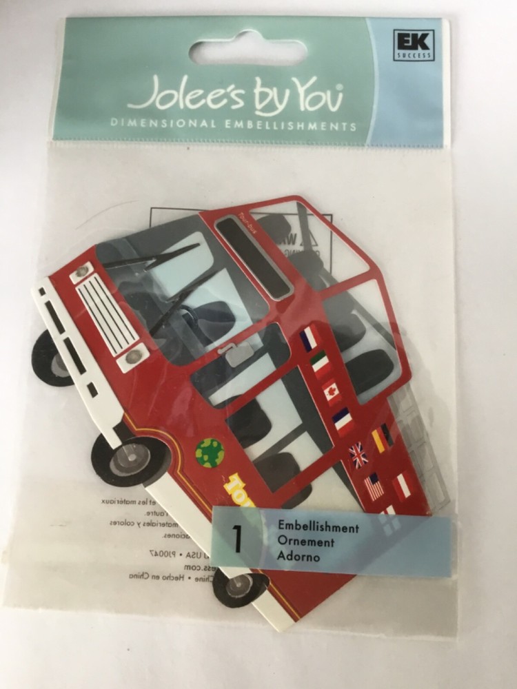 London Jolees Boutique scrapbook stickers travel double decker red TOUR BUS RARE