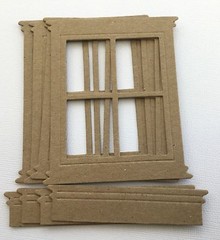 {4} WINDOW FRAME Bare Window Box – Vintage Chipboard Die Cuts – 3 1/2″ x 4 1/4″