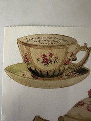 Vintage John Grossman Gifted Line Victorian Rose Tea Set 7 Die Cut Stickers NOS