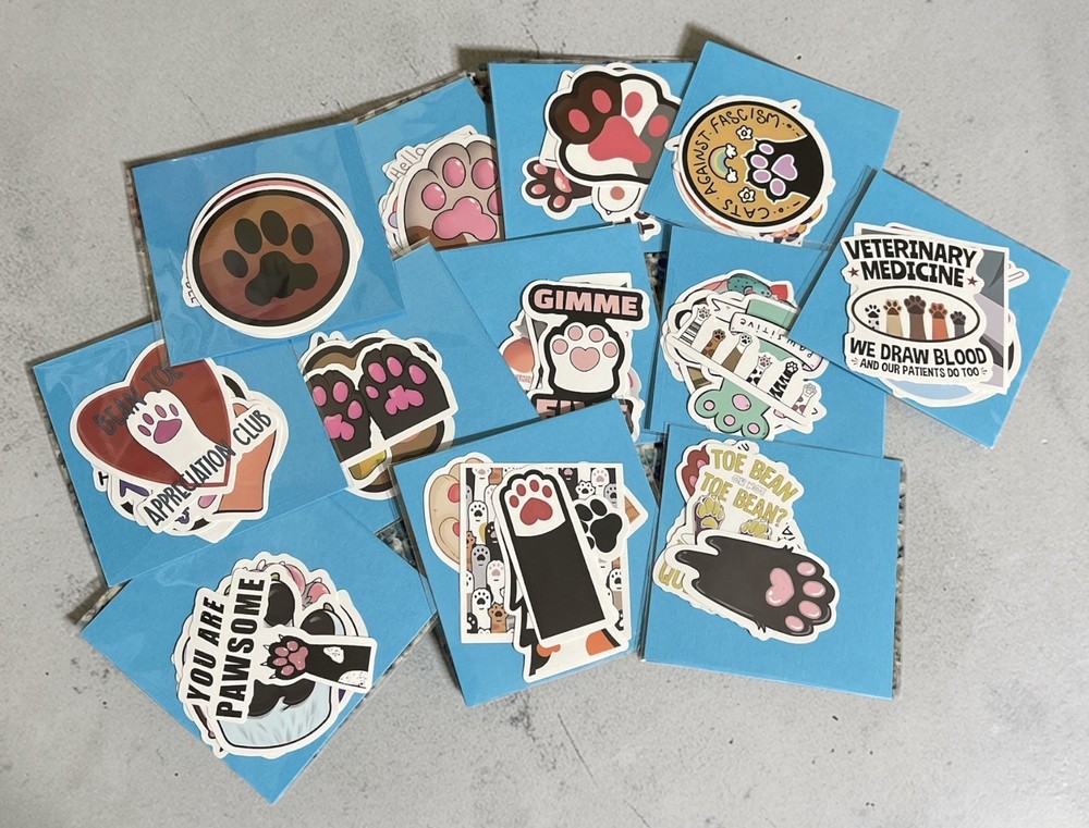 Cat Paw Vinyl Stickers – 5 Assorted Stickers Per Purchase
