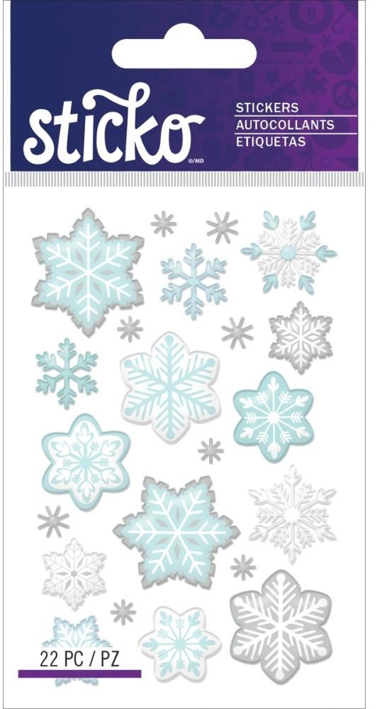 Snowflakes, epoxy 3D scrapbook stickers – Sticko 60153