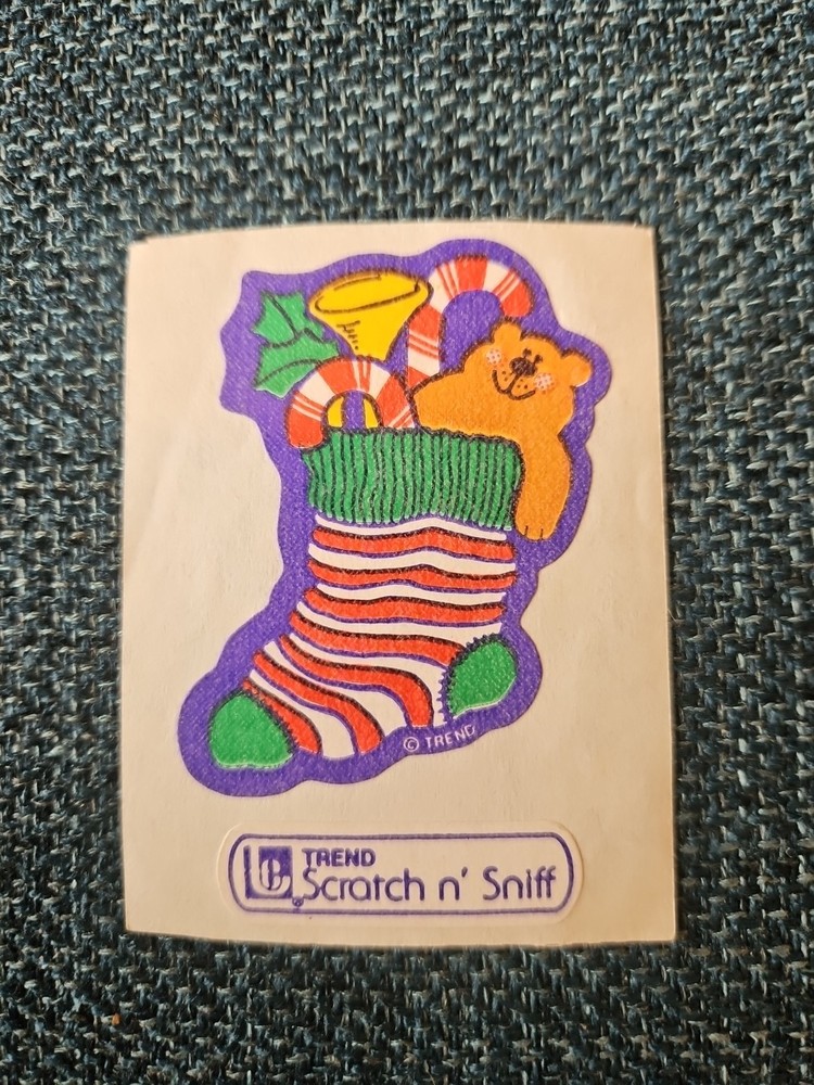 Vintage Trend 80S Large Matte Scratch N Sniff Sticker Christmas Stocking And