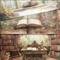 16pcs Library Book Scrapbook Paper- Journal, DIY Crafts & Card Making