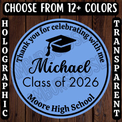 40 CUSTOM GRADUATION STICKERS 2″ CLASS OF 2026 SEALS LABELS SCRATCH RESISTANT
