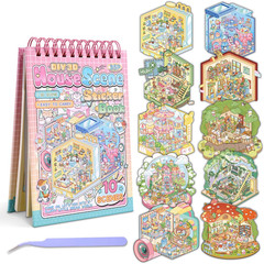 4 Sets DIY 3D House Scene Stickers – Forest, Deep Sea, Paradise Garden, Island