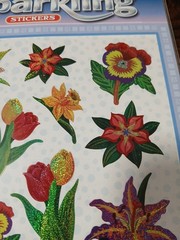 2 SHEETS 20 Pcs Sparkling Stickers Flowers Floral Brand New Vintage