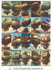 STEAMPUNK AIRSHIPS #1 – COMPLETE SHEET OF 20 STICKERS