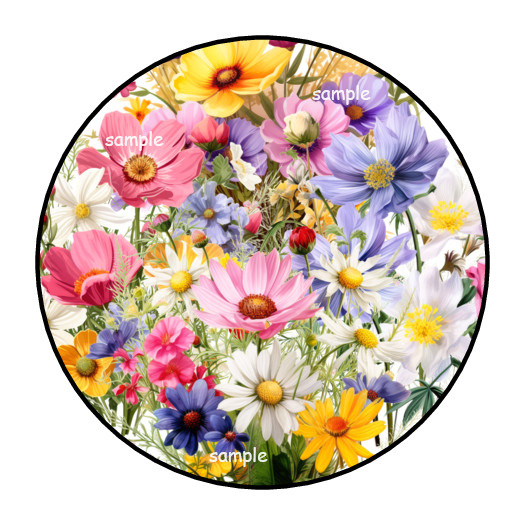 30 PRETTY WILDFLOWERS ENVELOPE SEALS STICKERS LABELS TAGS 1.5″ ROUND FLORAL