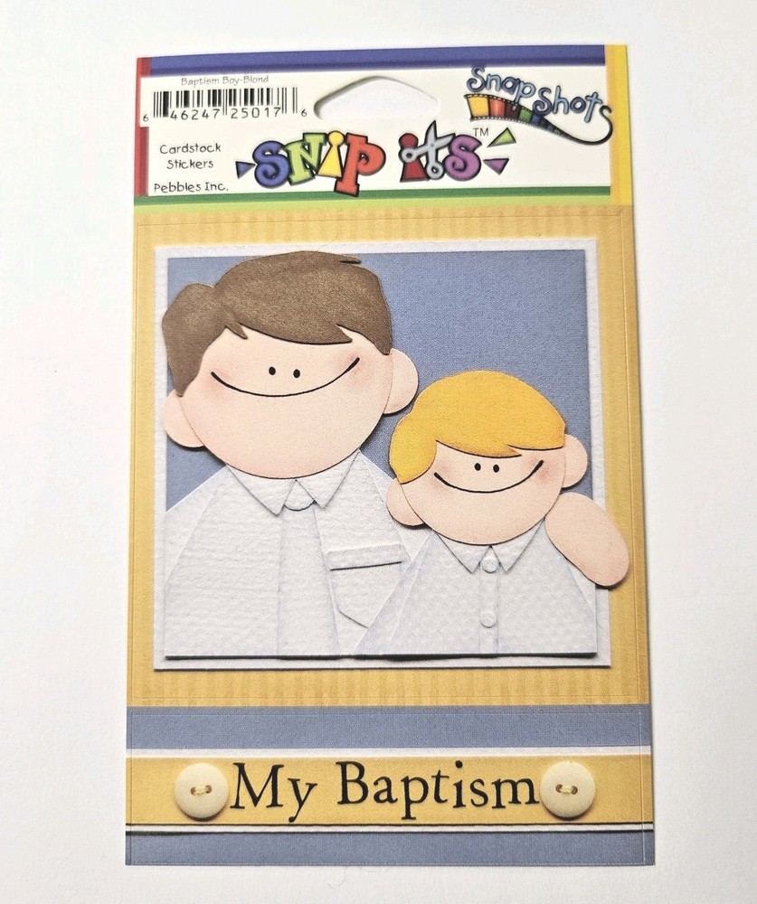 Pebbles Inc. Baptism Boy Blonde Cardstock Sticker Preacher Yellow Hair Boy