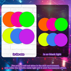 60Pcs 8 Inch Neon Colored Glow in the Dark round Paper Stickers for DIY Crafts