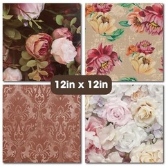 Vintage Flora 12×12 Scrapbook Paper Pad 36 Sheets Double Sided Cardstock Craftin