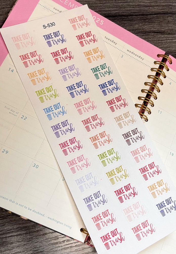 Trash Day, Recycle Bin, Recycling :Handmake Erin Condren Planner Sticker