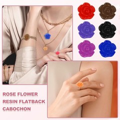 10mm Resin Rose Flatback Charms, 30 Pcs Flatback Embellishment, Black