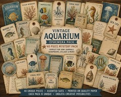 Vintage Aquarium Mystery Ephemera Pack – 40 Pieces – Ocean Life, Marine Ephemera