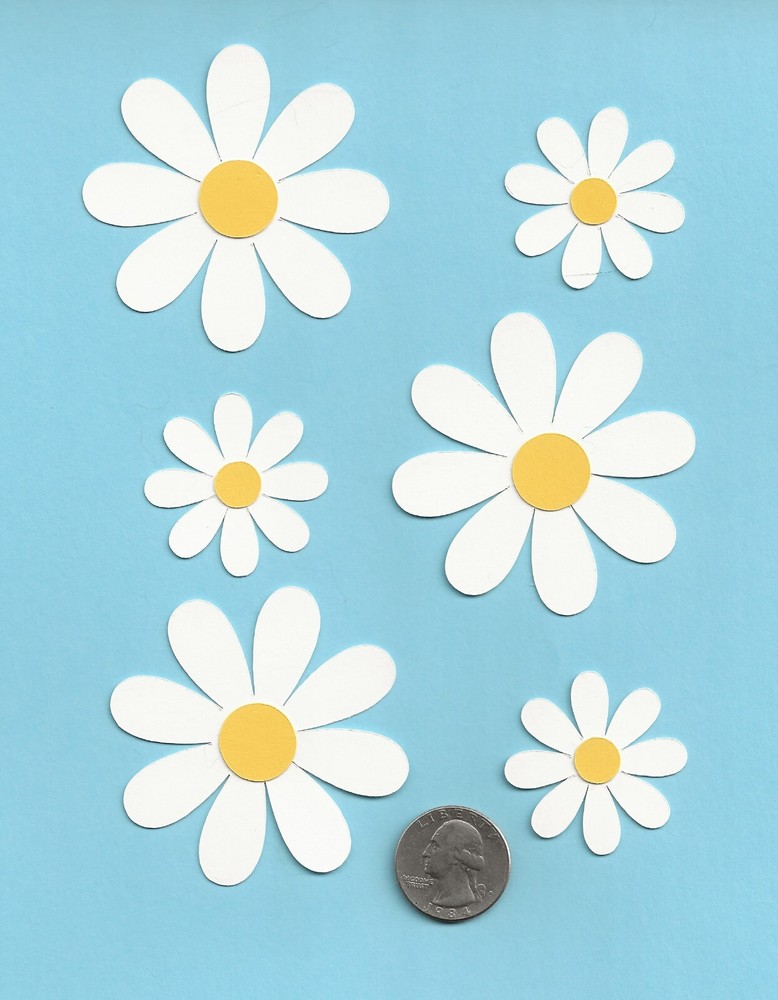 Daisy Die Cuts, LAYERED, 2.5″ and 1.5″ Choose 6, 12 or 24 pcs Flower Die Cuts