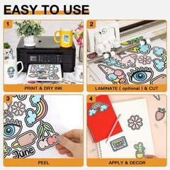 40-Piece Waterproof Glossy Printable Vinyl Sheets for Inkjet & Laser Printers