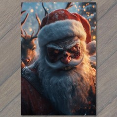 STICKER Scary Santa Claus Evil Grin Red Eyes Christmas Horror Holiday Crazy