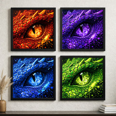 USA Veteran Made Dragon Eye Elemental Set of Four Cardstock Prints 8×8 Square