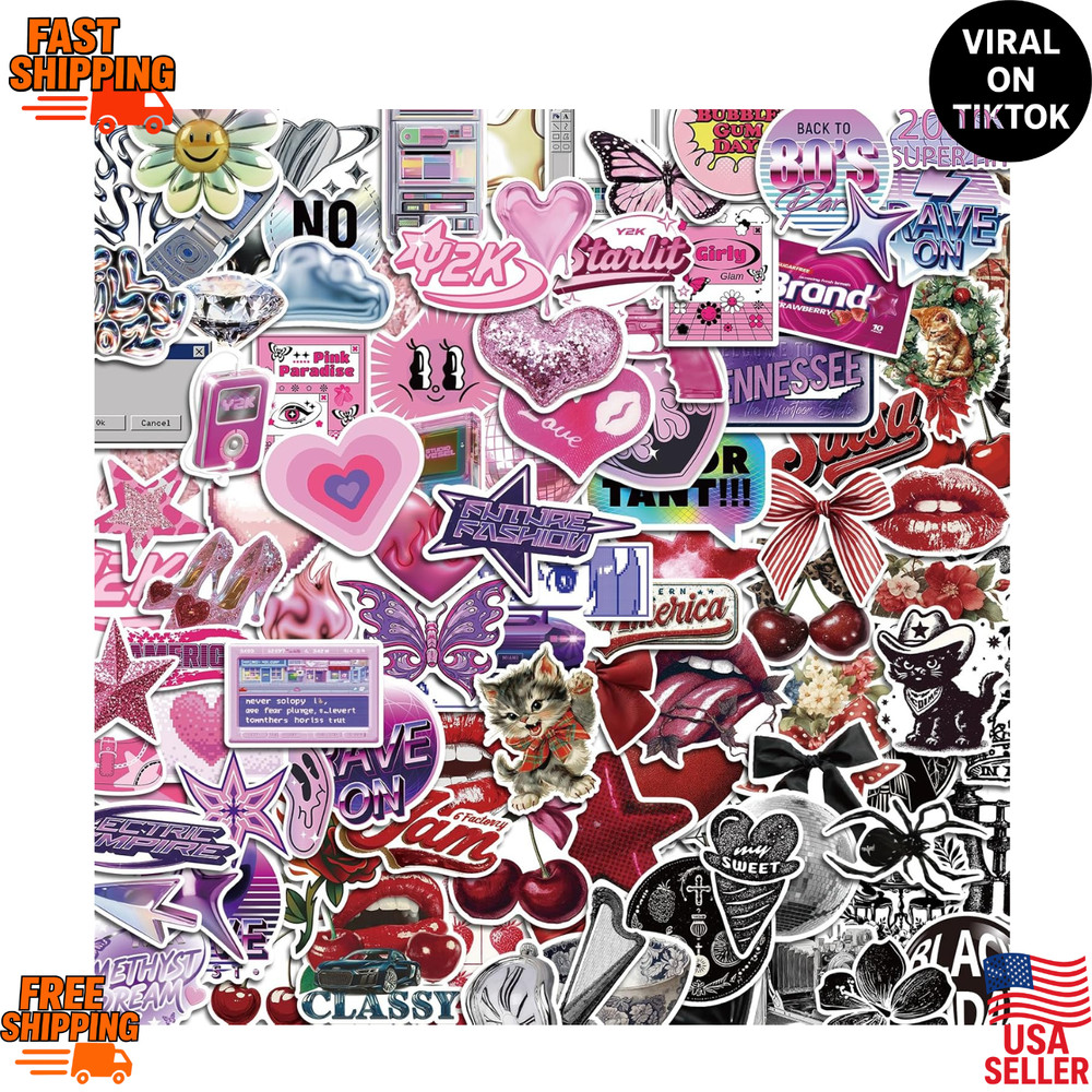 200Pcs Y2K Stickers, Cool and Trendy 2000s Aesthetic Stickers, Cute Vintage Viny